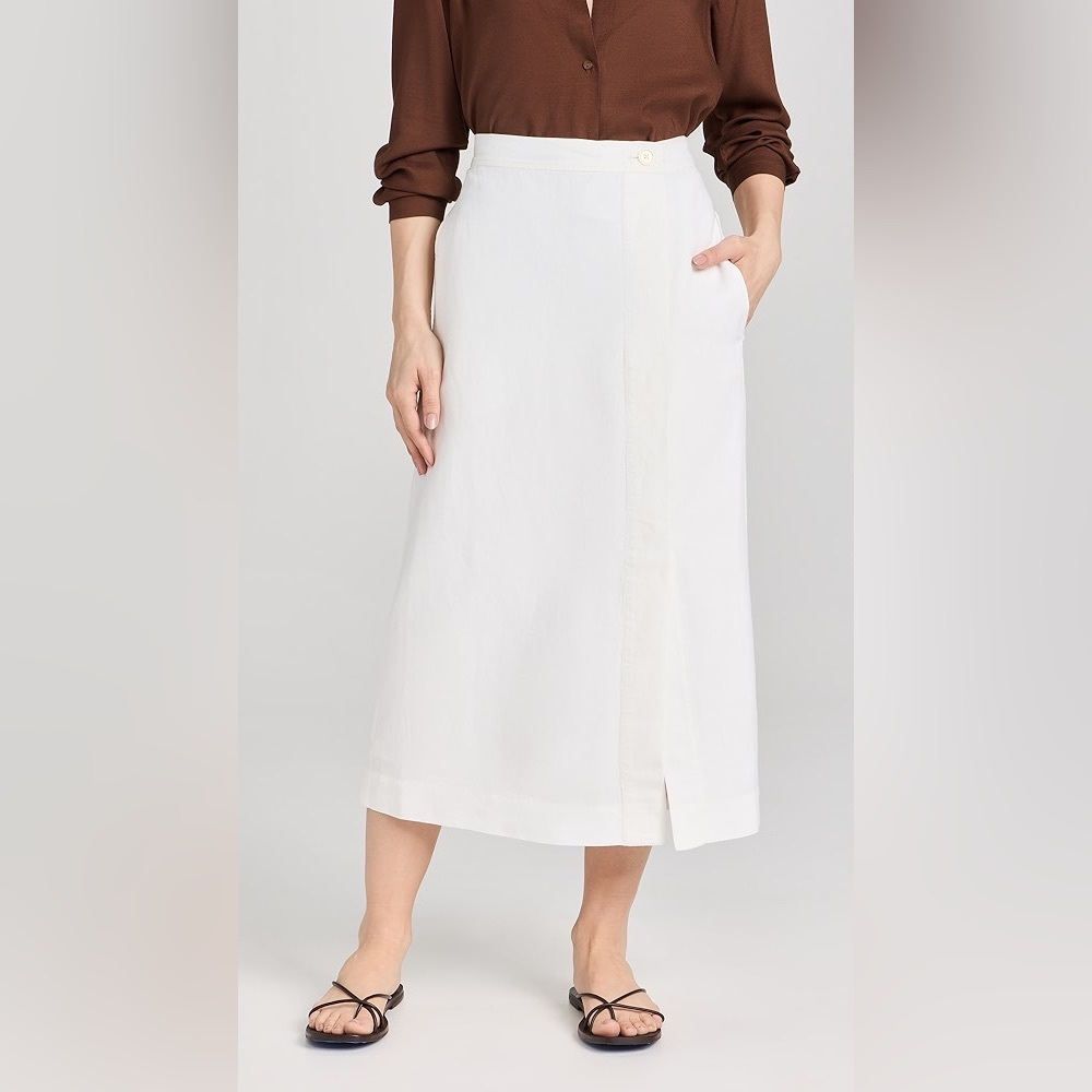 Alex Mill White Linen Blend Midi Skirt Sz XL